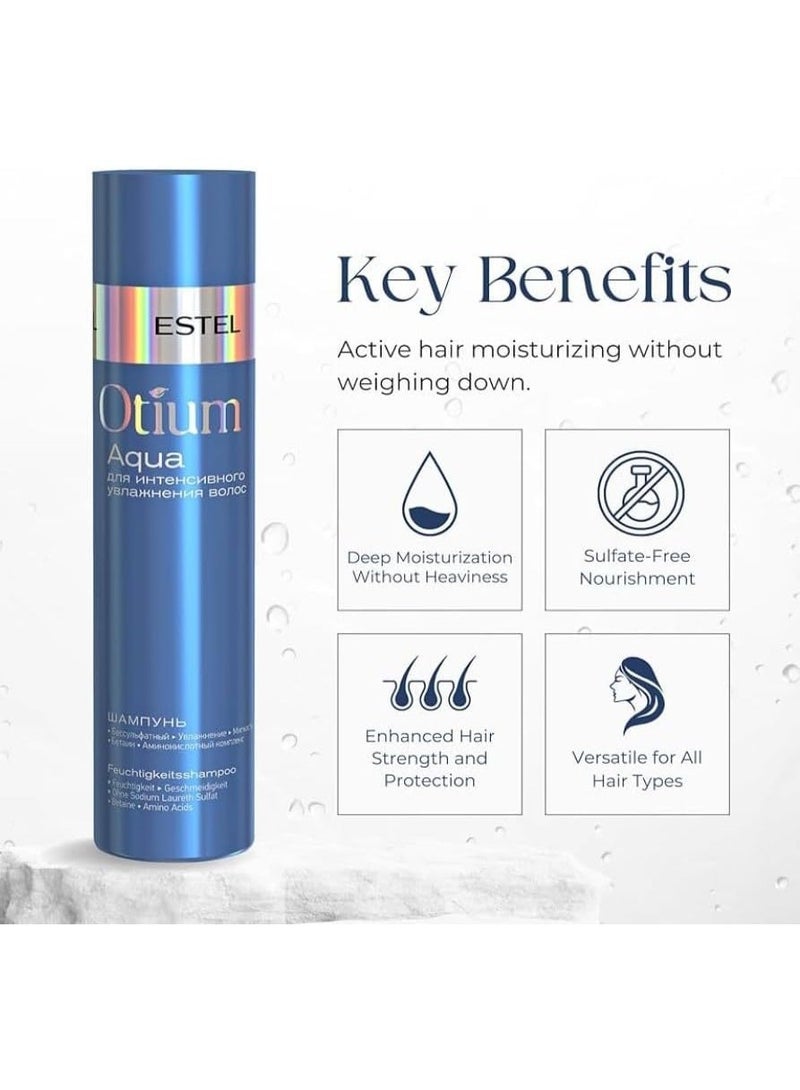 ESTEL Otium Aqua Shampoo | Sulfate-Free Hydrating & Moisturizing Shampoo for Dry and Damaged Hair | Softness & Deep Hydration | 250ml - Image 2